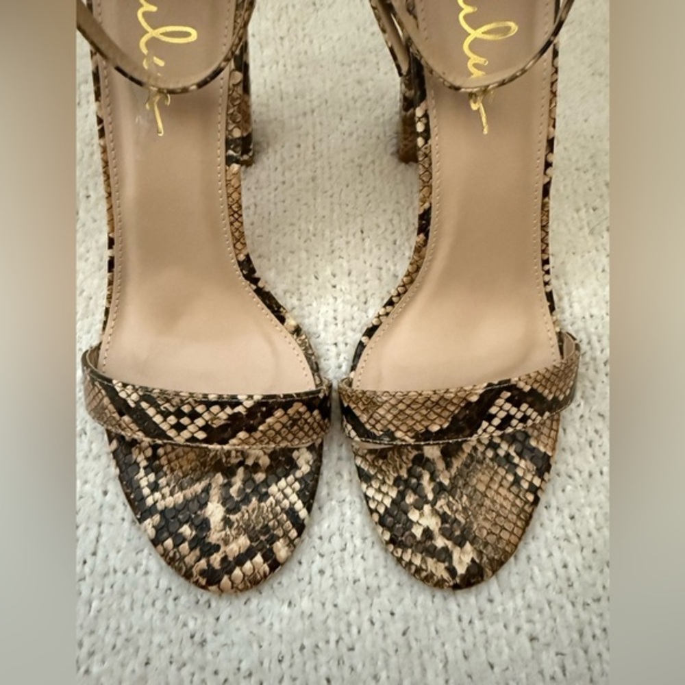 NWOB Lulu’s Taylor Tan Snake Print Ankle Strap Block‎ Heels - 10 - Picture 8 of 14